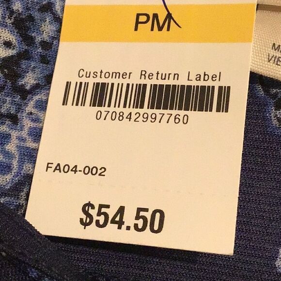 Style & Co. Navy Blue Medallion Print Peasant Boho Blouse - Picture 13 of 15